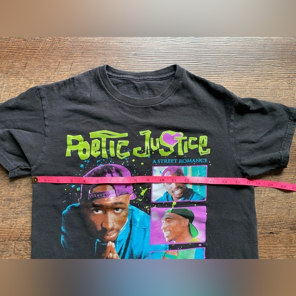 POETIC JUSTICE 2Pac T-Shirt sz S Hip Hop TuPac Rap 90s black cotton tee EUC - Picture 2 of 10